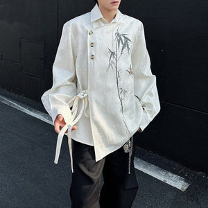 Bamboo Butterfly Lapel Jacquard Shirt