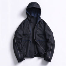 Load image into Gallery viewer, Contrast Piping Breathable Tech-Style Hooded Jacket with Side Zipper
