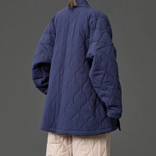 Load image into Gallery viewer, Padded Quilted Wave Cross Collar Wrap Side Tie Loose Hanfu Cardigan
