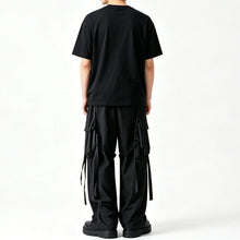 Load image into Gallery viewer, Japanese Workwear-Inspired Wide-Leg Ribbon Pants
