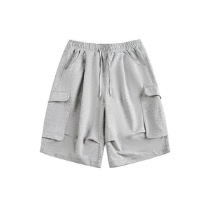 Middle Pleated Multi-pocket Cropped Sweatpants