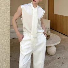 Load image into Gallery viewer, Sleeveless Satin Waistcoat Shirt
