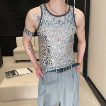 Load image into Gallery viewer, Sequined Patchwork Stretch Tight Vest
