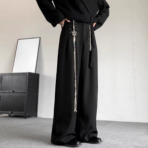 Japanese Retro Button Irregular Loose Straight Trousers