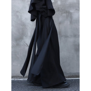 Deconstructed Ribbon Straight Wide-Leg Trouser Culottes