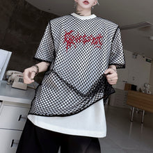 Load image into Gallery viewer, Mesh Fake Two-piece Letter Printed Patchwork T-shirt
