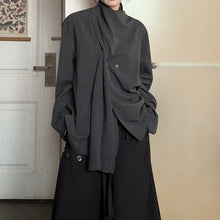 Load image into Gallery viewer, Irregular Patchwork Neck Scarf Long-sleeved Shirt
