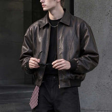 Load image into Gallery viewer, Leather Retro Loose-fitting Lapel Jacket
