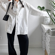 Load image into Gallery viewer, Deconstructed Drawstring Vertical Striped Loose Casual Shirt
