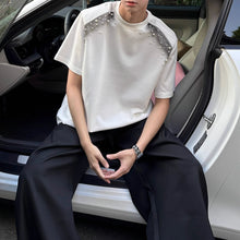 Load image into Gallery viewer, Printed Beaded Shoulder Pad T-shirt
