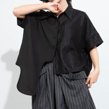 Load image into Gallery viewer, Women’s Patchwork Irregular Collar T-shirt
