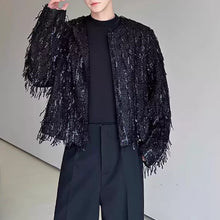 Load image into Gallery viewer, Fringed Loose Sequined Cropped Jacket

