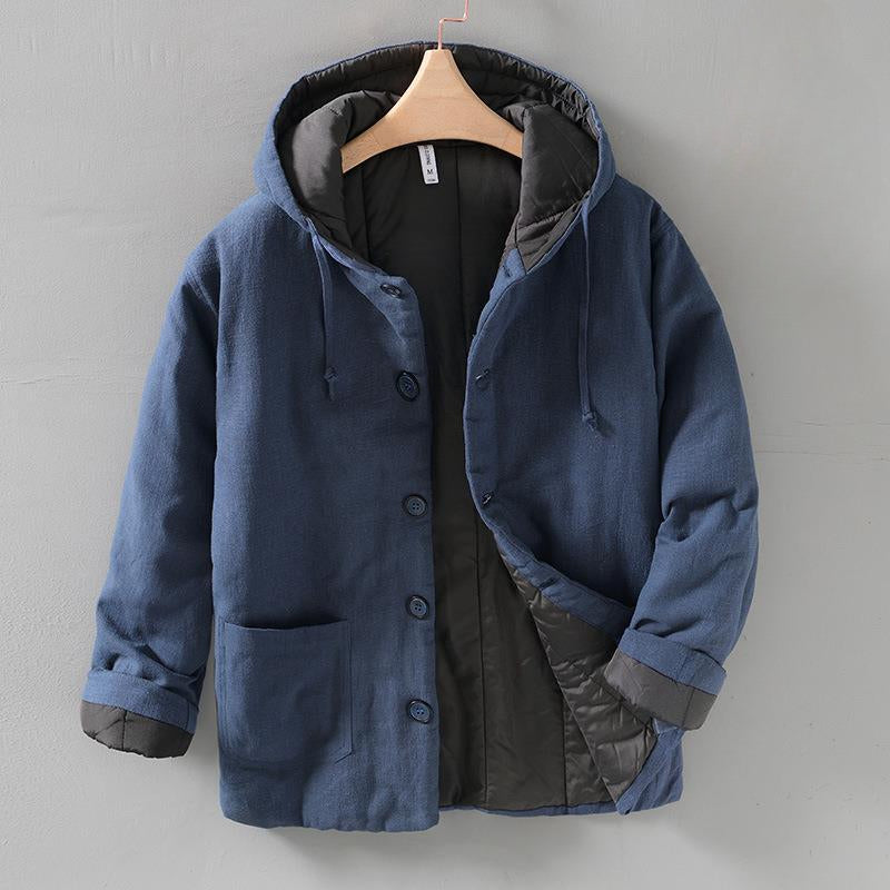 Retro Buttoned Hooded Warm Cotton Coat