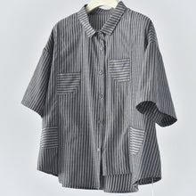 Load image into Gallery viewer, Women's Casual Retro Striped Short-sleeved Shirt
