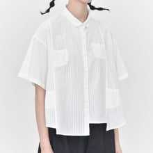 Load image into Gallery viewer, Women's Casual Retro Striped Short-sleeved Shirt
