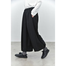 Load image into Gallery viewer, Women's Shadow Pinstripe Pleated Elastic-waist Fluid Draped Loose Wide-leg Pants
