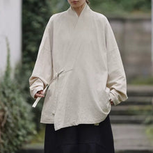 Load image into Gallery viewer, Loose Cotton Cross Front Hanfu Kimono Cardigan
