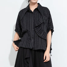 Load image into Gallery viewer, Women's Plus Size Asymmetric Layered Striped Loose Shirt
