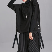 Load image into Gallery viewer, Women's Asymmetrical Button High Neck Loose Sweatshirt
