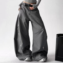 Load image into Gallery viewer, Vintage Embroidered Drape Loose Straight-leg Wide-leg Pants
