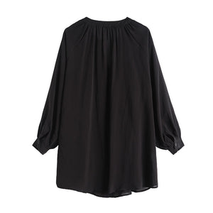 Black Neutral Style V-neck Top