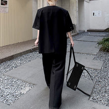 Load image into Gallery viewer, Solid Color Round Neck Shirt Loose Casual Draped Trousers Two-piece Suit

