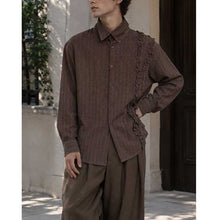 Load image into Gallery viewer, French Retro Striped Ruffled Collar Shirt
