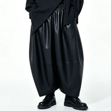 Load image into Gallery viewer, Japanese Asymmetric Long-sleeve Shirt Loose Wide-leg PU Leather Pants Two-piece Set
