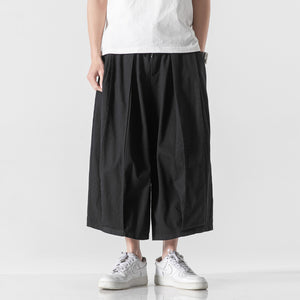 Cotton and Linen Wide Leg Bloomers Cropped Pants