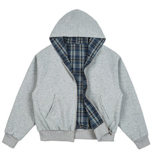 Load image into Gallery viewer, Reversible Cropped Boxy Plaid Lined Zip Up Hoodie
