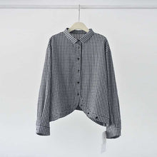 Load image into Gallery viewer, Curved Hem Checkered Textured Shirt
