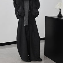 Load image into Gallery viewer, Striped Gray Loose High-waisted Thick Fleece Lining Pants
