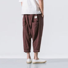 Load image into Gallery viewer, Japanese Casual Cotton and Linen Cropped Harem Pants
