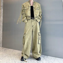 Load image into Gallery viewer, Washed Multi-pocket Workwear Denim Suit
