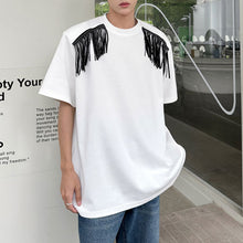Load image into Gallery viewer, Shoulder Padded Fringed Half-sleeve Shirt
