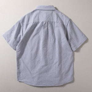 Blue Striped Cotton Loose Casual T-shirt