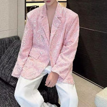 Load image into Gallery viewer, Velvet Sequined Shoulder Pad Loose Casual Blazer
