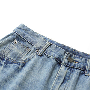 Retro Loose Scimitar Denim Cropped Trousers