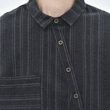 Load image into Gallery viewer, Women’s Striped Slanted Placket Irregular Hem Shirt
