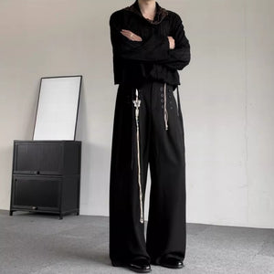 Japanese Retro Button Irregular Loose Straight Trousers