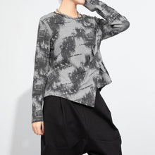 Load image into Gallery viewer, Women's Tie Dye Asymmetrical Hem Slim Long Sleeve Top
