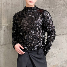 Load image into Gallery viewer, Sequin Party Stage Stand Collar Tight T-Shirt
