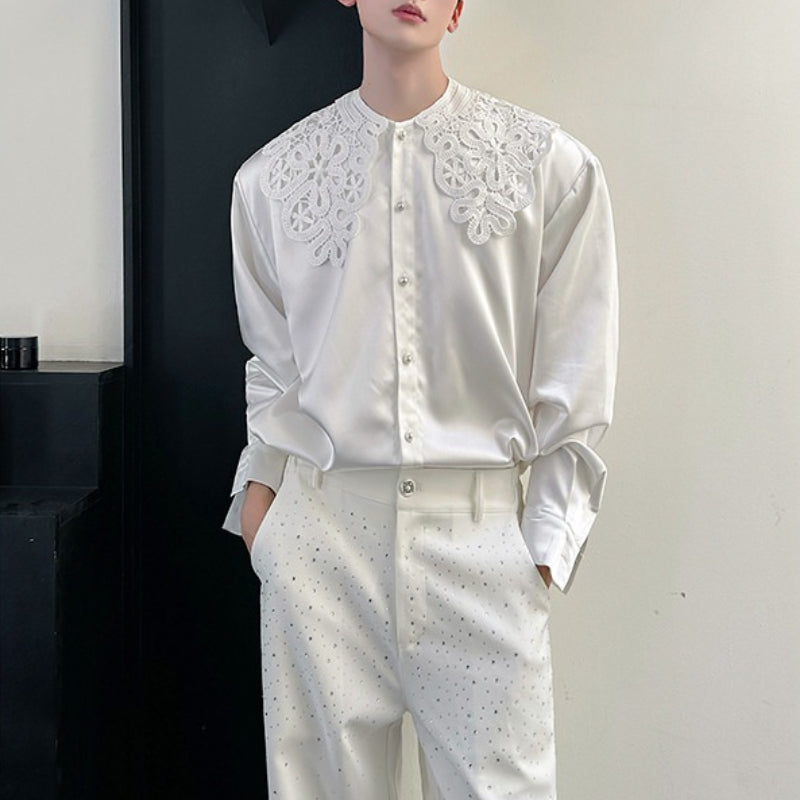 Retro Stand-up Collar Cloud Shoulder Shirt