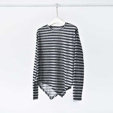 Load image into Gallery viewer, Crew Neck Striped Casual Irregular Hem Shirt
