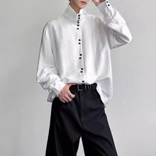 Load image into Gallery viewer, Multi-button High-neck Loose Draped Shirt
