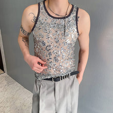 Load image into Gallery viewer, Sequined Patchwork Stretch Tight Vest
