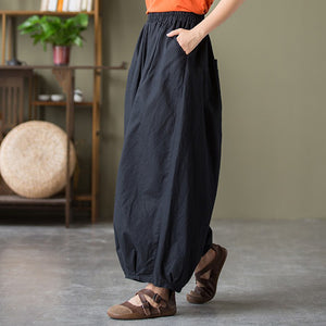 Cotton And Linen Loose Wide-leg Casual Big Bloomers