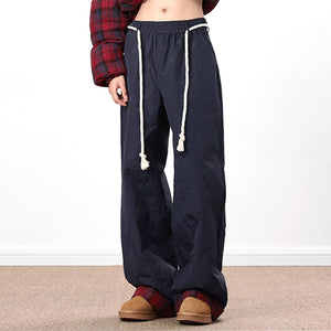 Vintage Plaid Patchwork Cotton Wide-leg Pants