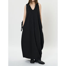 Load image into Gallery viewer, Women's Deep V Neck Asymmetric Curved Balloon Dress
