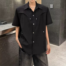 Load image into Gallery viewer, Metal Buckle Deconstructed Padded Shoulder Short Sleeve
